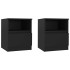 Mesitas de noche 2 uds madera contrachapada negro 40x40x50