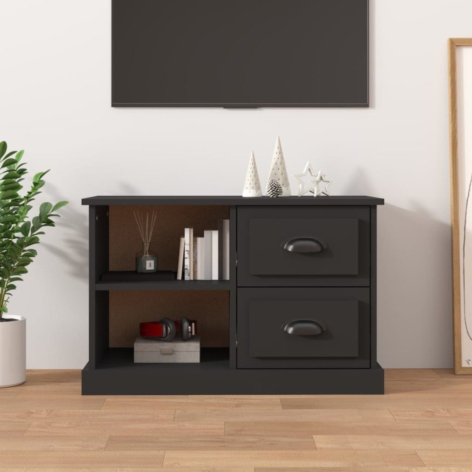 Mueble para TV madera contrachapada negro 73x35,5x47,5