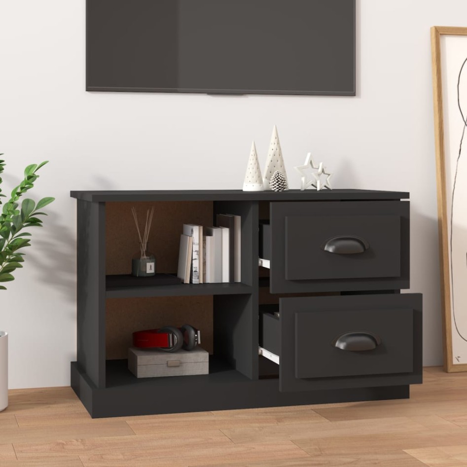 Mueble para TV madera contrachapada negro 73x35,5x47,5