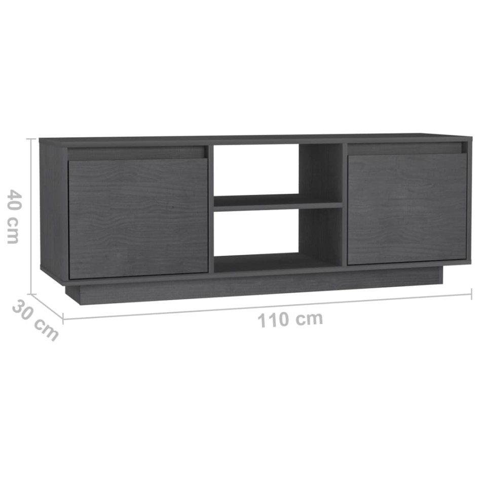 Mueble de TV madera maciza de pino gris 110x30x40