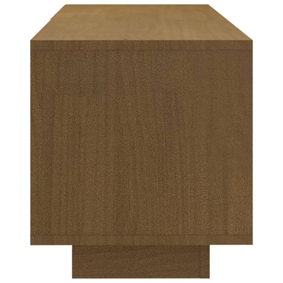 Mueble de TV de madera maciza pino marrón miel 110x30x33,5