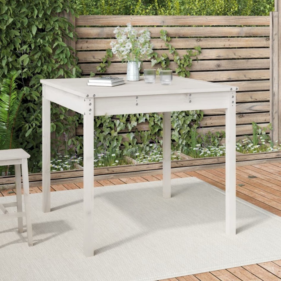Mesa de jardín madera maciza de pino blanco 82,5x82,5x76