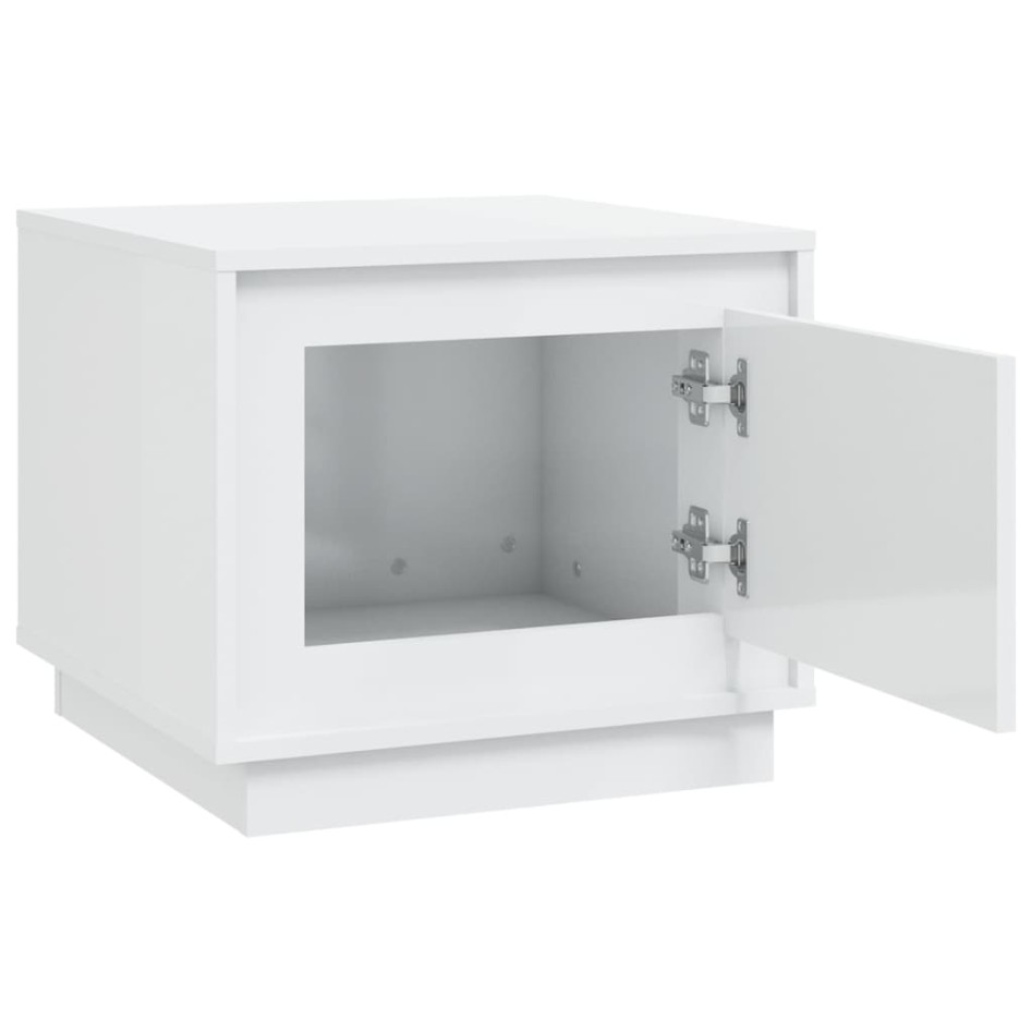 Mesa de centro madera contrachapada blanco brillo 51x50x44