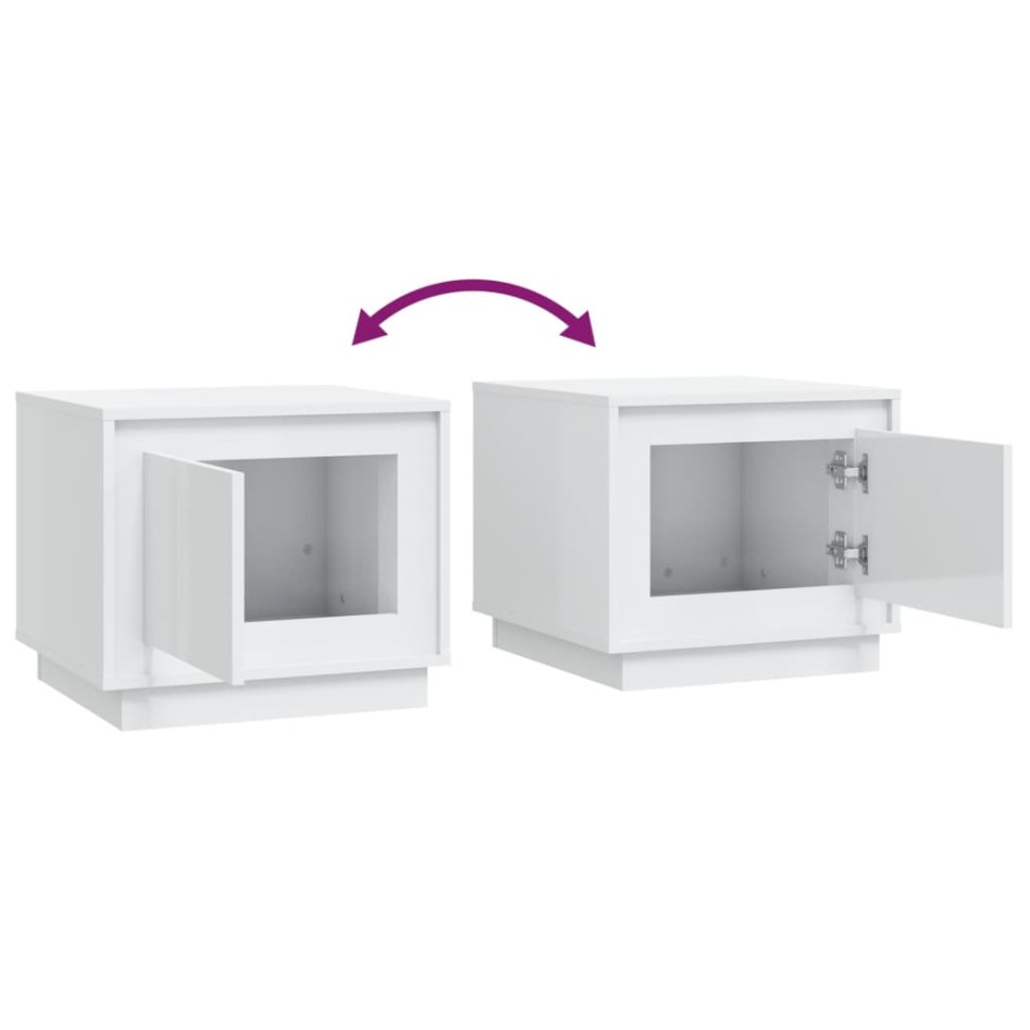 Mesa de centro madera contrachapada blanco brillo 51x50x44