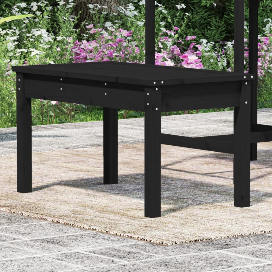 Banco de jardín madera maciza pino negro 80x44x45