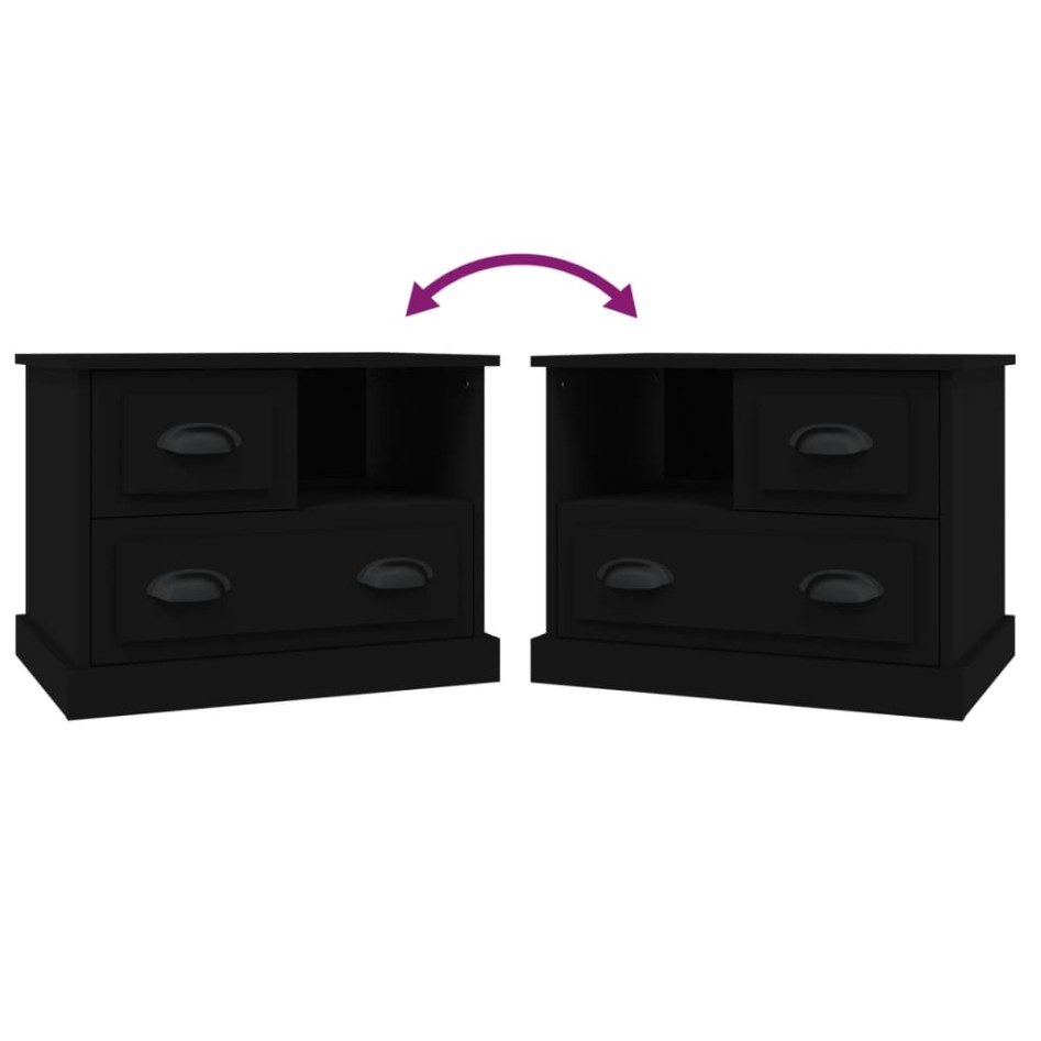 Mesita de noche negra 60x39x45