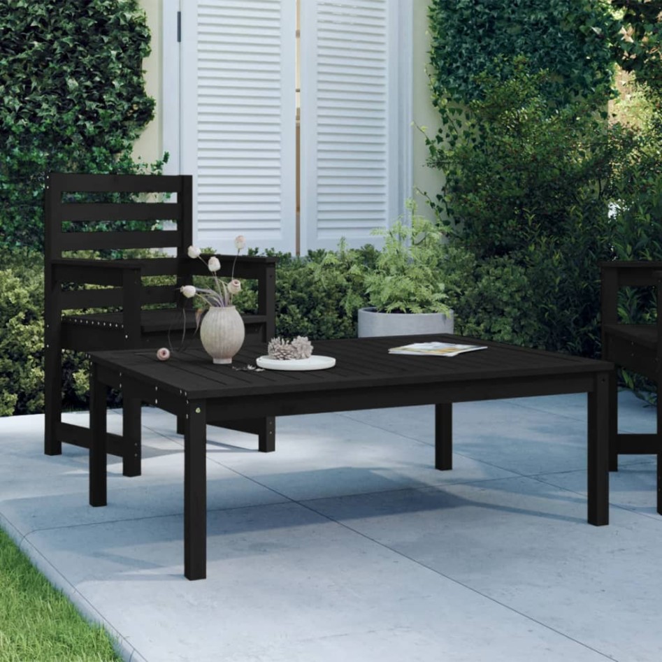 Mesa de jardín madera maciza pino negro 121x82,5x45