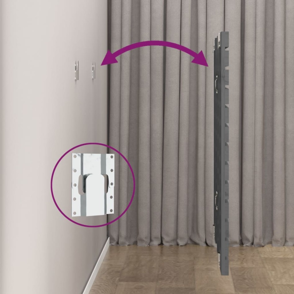 Cabecero cama de pared madera maciza pino gris 126x3x91,5