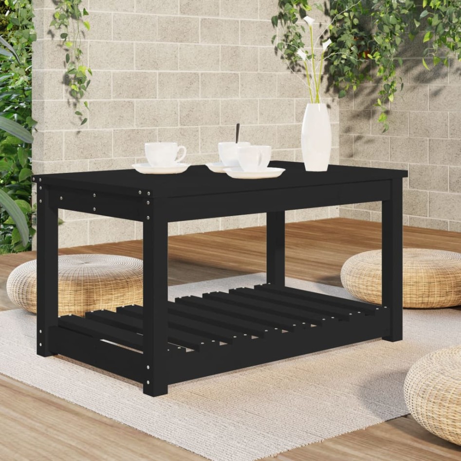 Mesa de jardín madera maciza pino negro 82,5x50,5x45