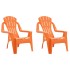 Sillas jardín niños 2 uds aspecto madera PP naranja 37x34x44