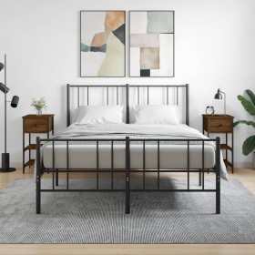 Mesitas noche 2 uds madera ingeniería marrón roble 34x36x70