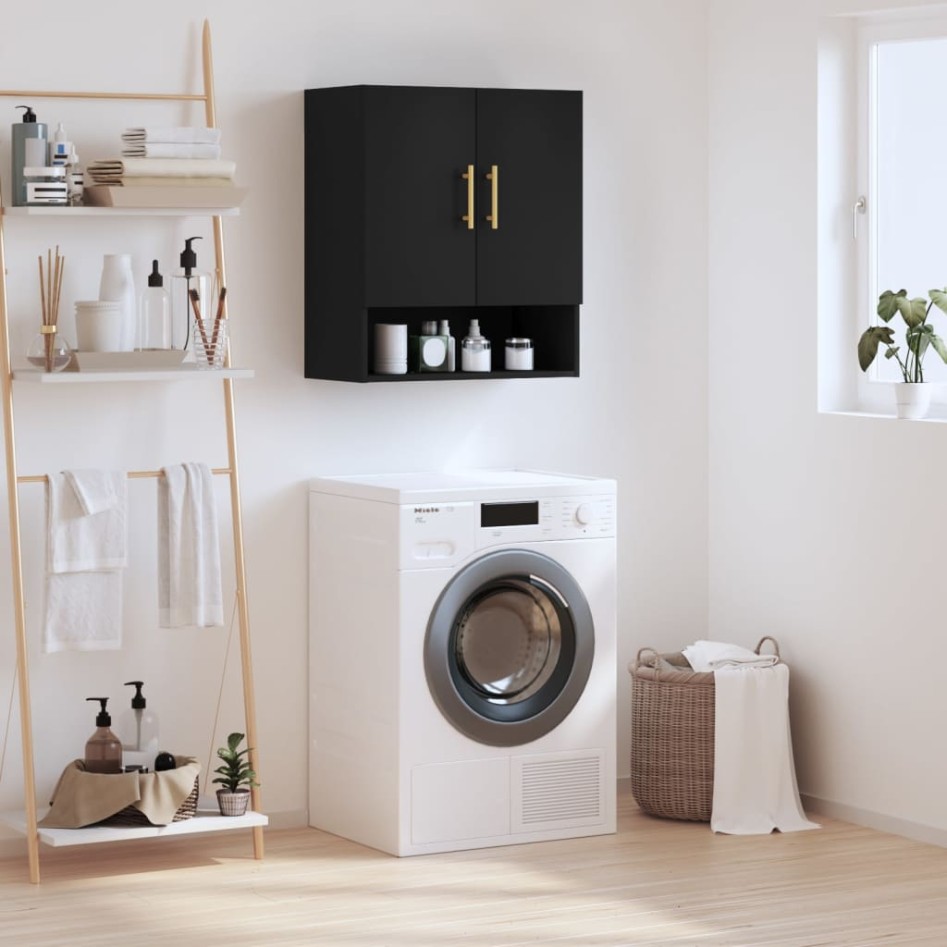 Armario de pared madera de ingeniería negro 60x31x70