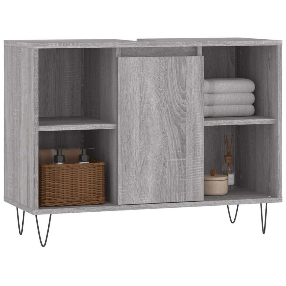 Mueble de baño madera de ingeniería gris Sonoma 80x33x60