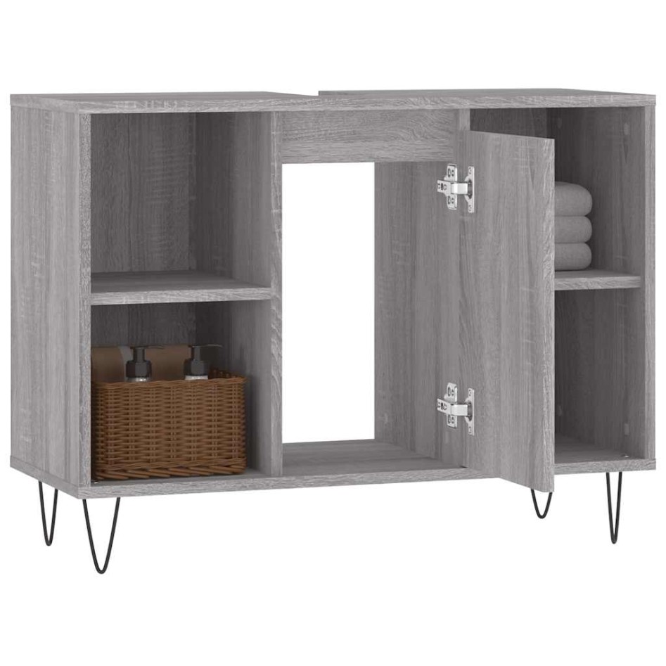 Mueble de baño madera de ingeniería gris Sonoma 80x33x60