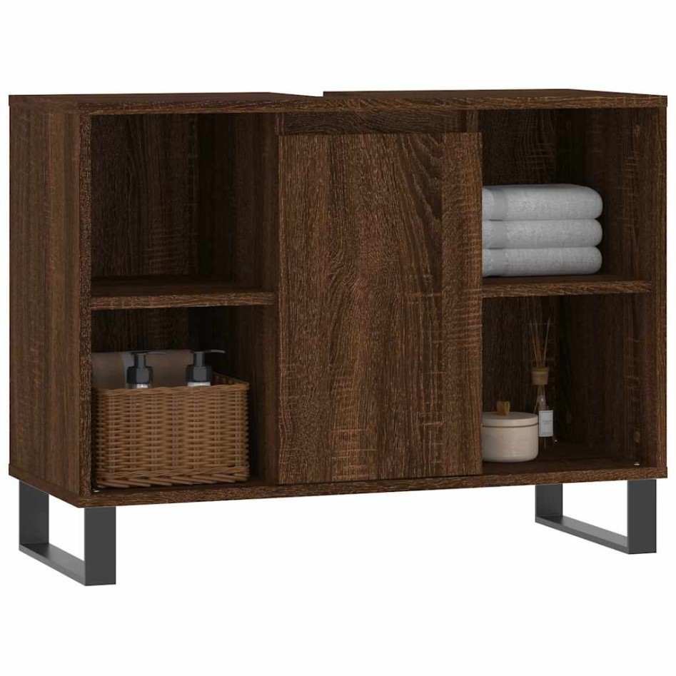 Mueble de baño madera de ingeniería roble marrón 80x33x60
