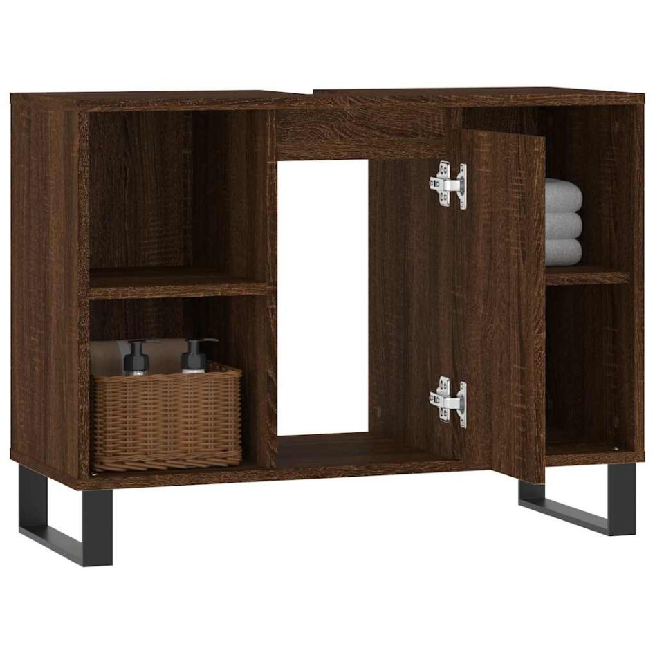 Mueble de baño madera de ingeniería roble marrón 80x33x60