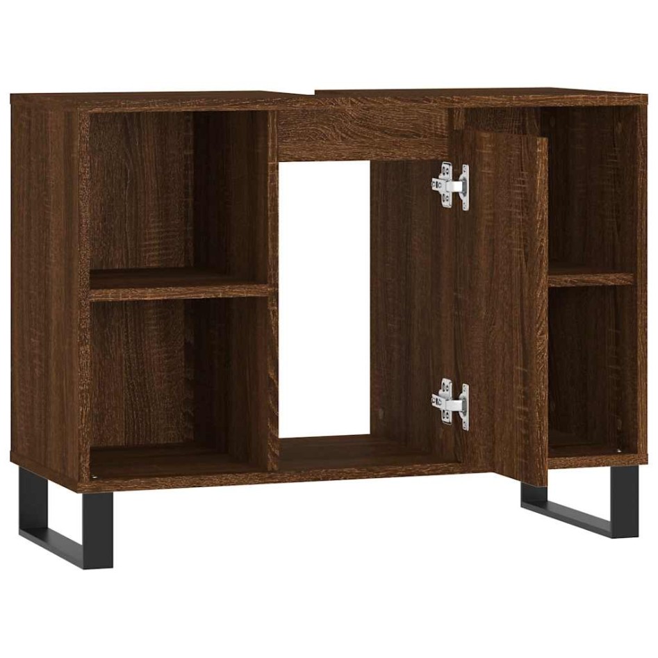 Mueble de baño madera de ingeniería roble marrón 80x33x60