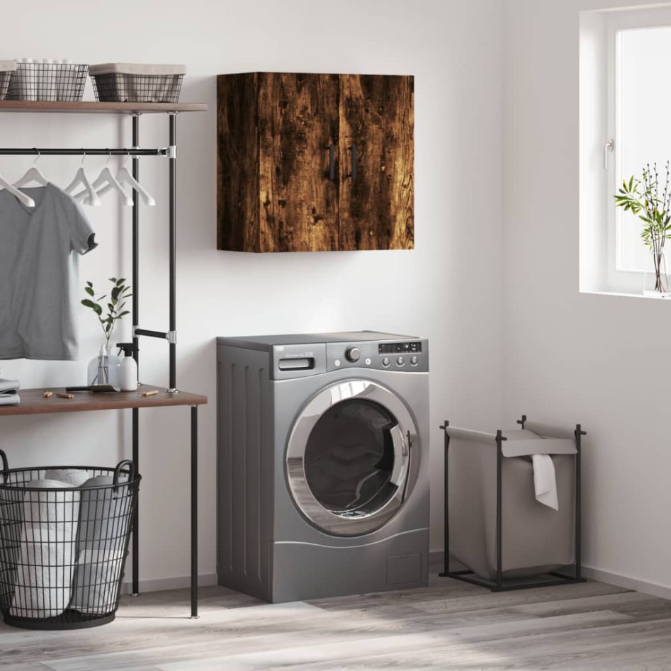 Armario de pared madera de ingeniería roble ahumado 60x31x60