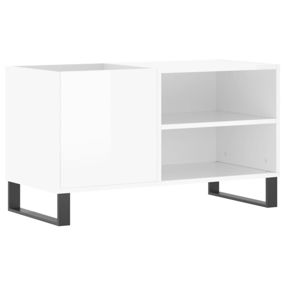 Mueble de discos madera de ingeniería blanco brillo 85x38x48