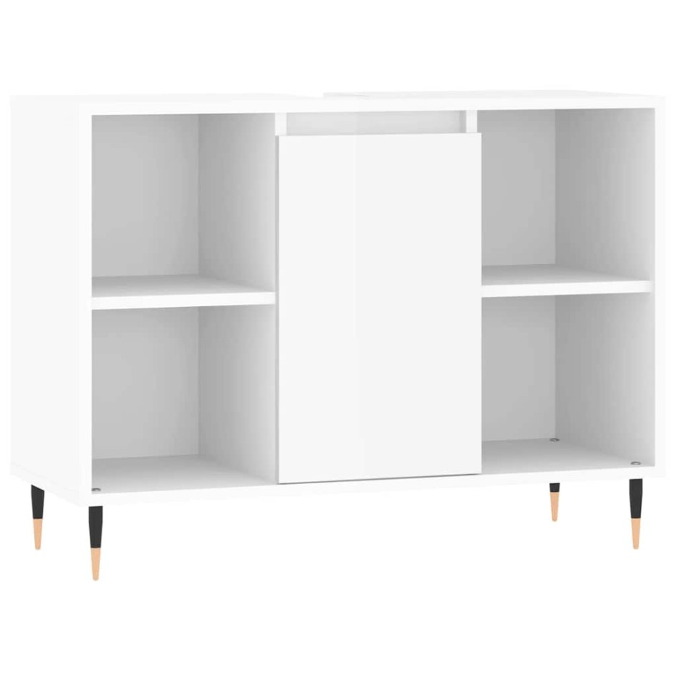 Mueble de baño madera de ingeniería blanco brillo 80x33x60