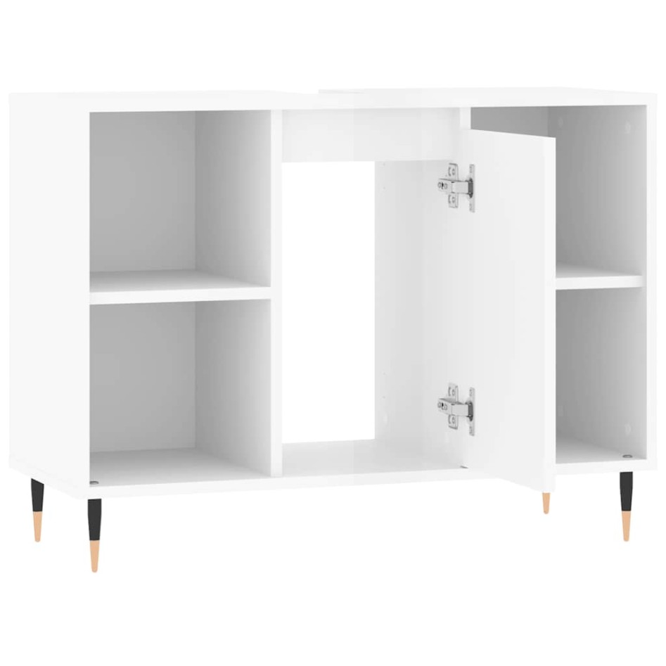 Mueble de baño madera de ingeniería blanco brillo 80x33x60