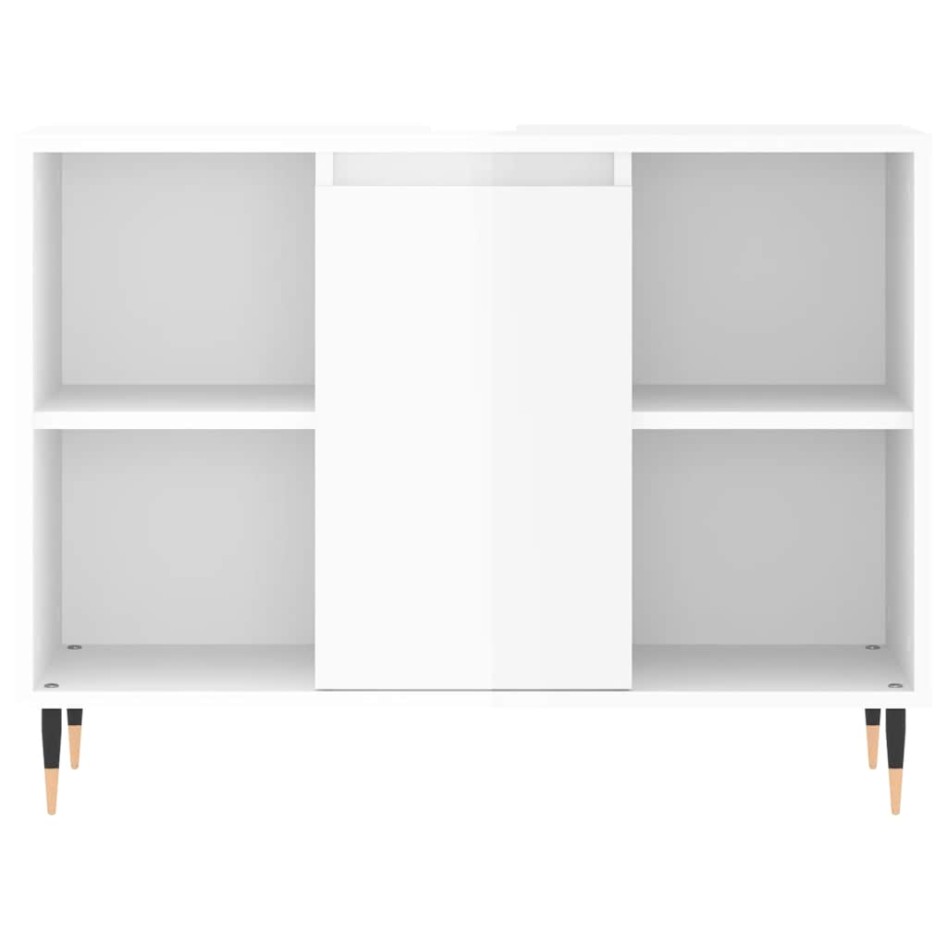Mueble de baño madera de ingeniería blanco brillo 80x33x60