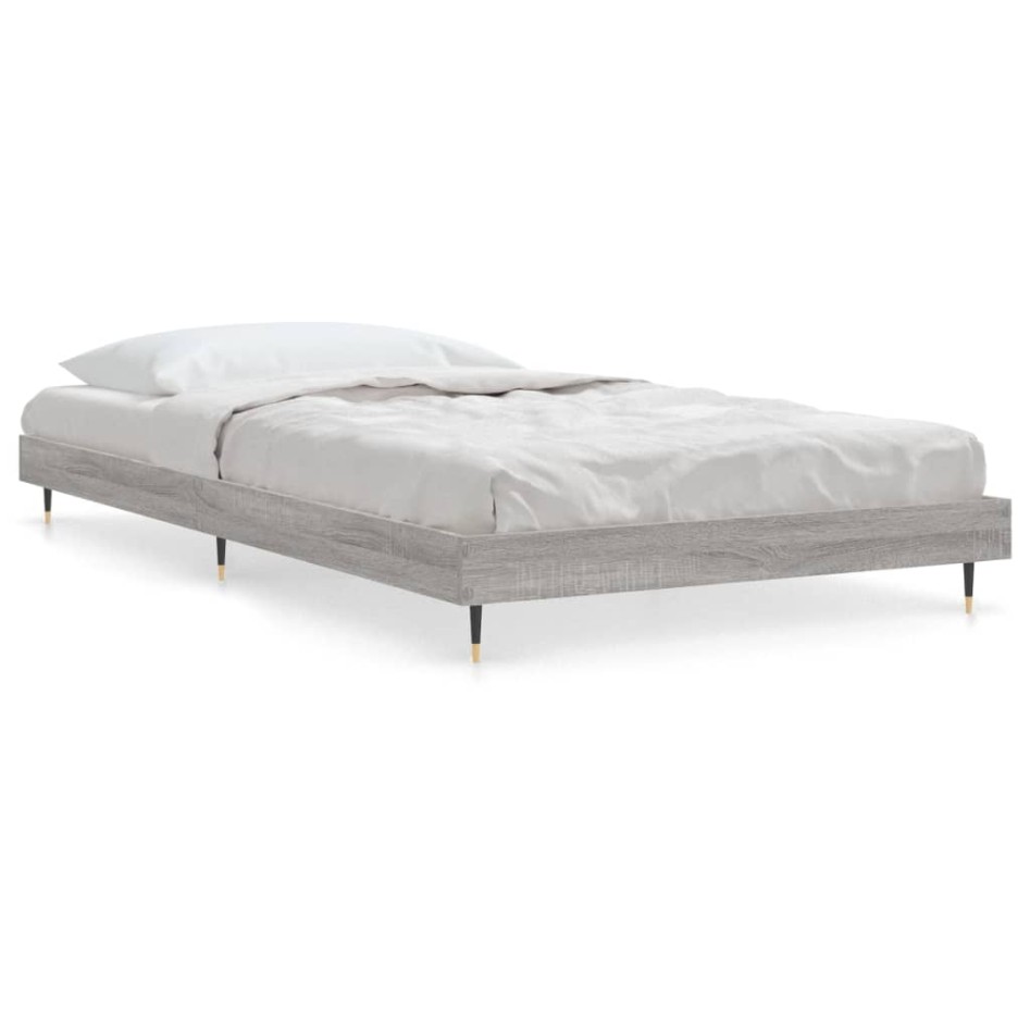 Estructura de cama madera de ingeniería gris Sonoma 90x200
