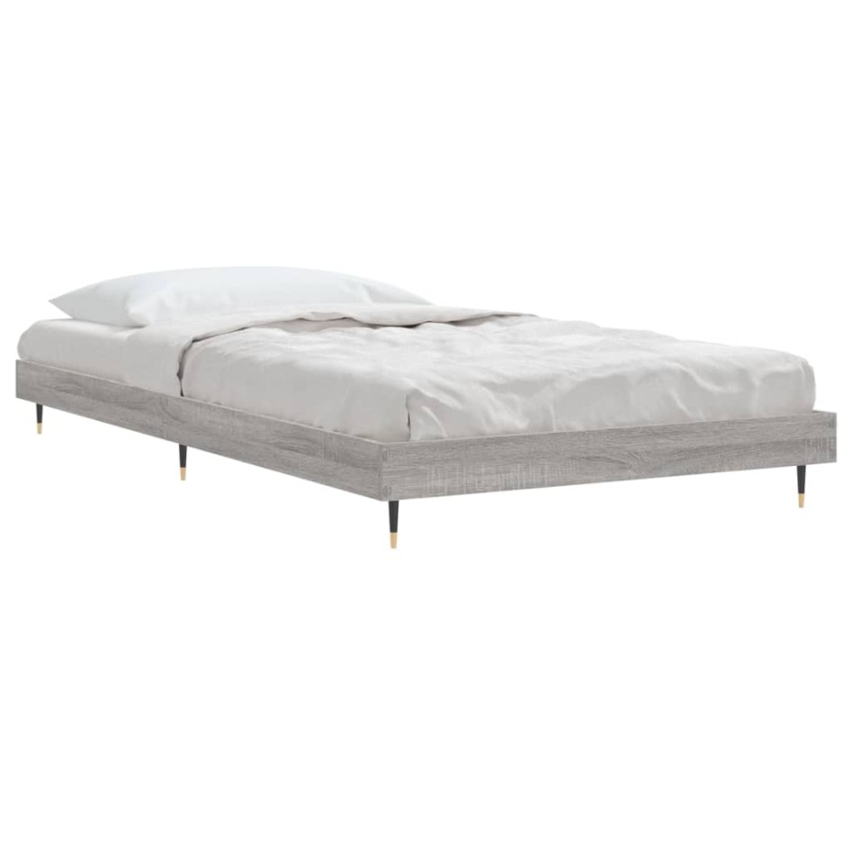 Estructura de cama madera de ingeniería gris Sonoma 90x200