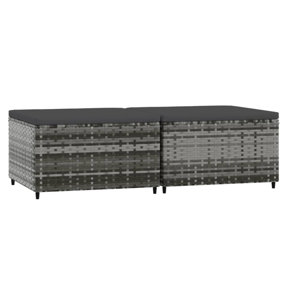 Reposapiés de jardín con cojines 2 uds ratán sintético