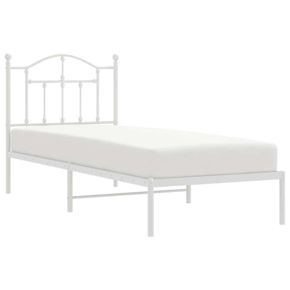 Estructura cama sin colchón con cabecero metal blanco 90x190
