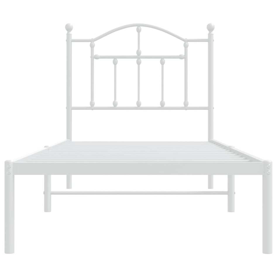 Estructura cama sin colchón con cabecero metal blanco 90x190