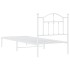 Estructura cama sin colchón con cabecero metal blanco 90x190