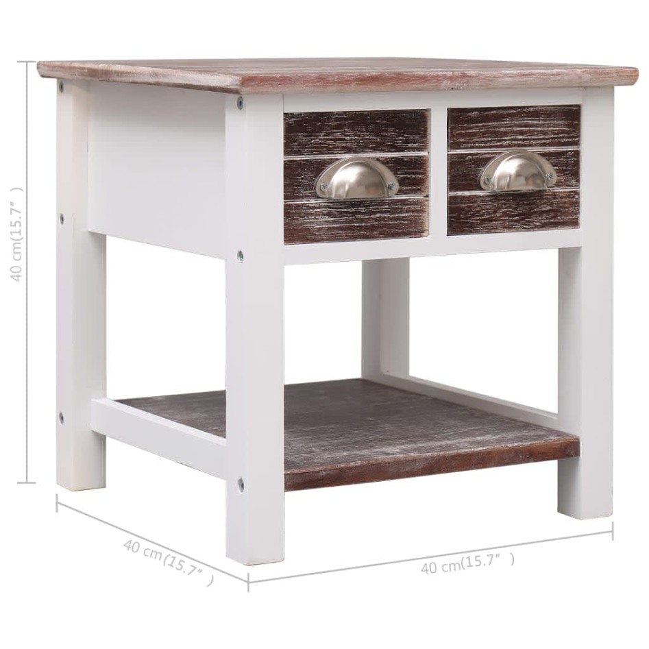 Mesa auxiliar madera de Paulownia marrón 40x40x40