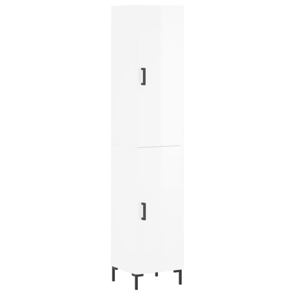 Aparador alto madera contrachapada blanco brillo 34,5x34x180