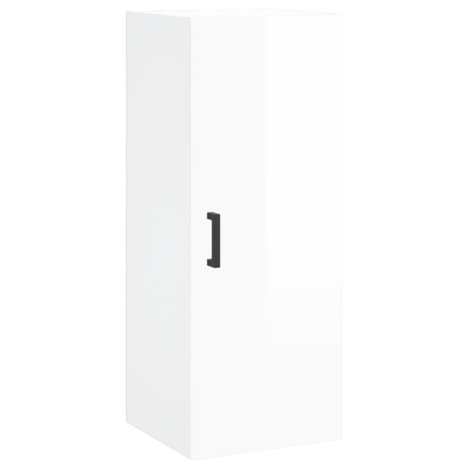 Aparador alto madera contrachapada blanco brillo 34,5x34x180