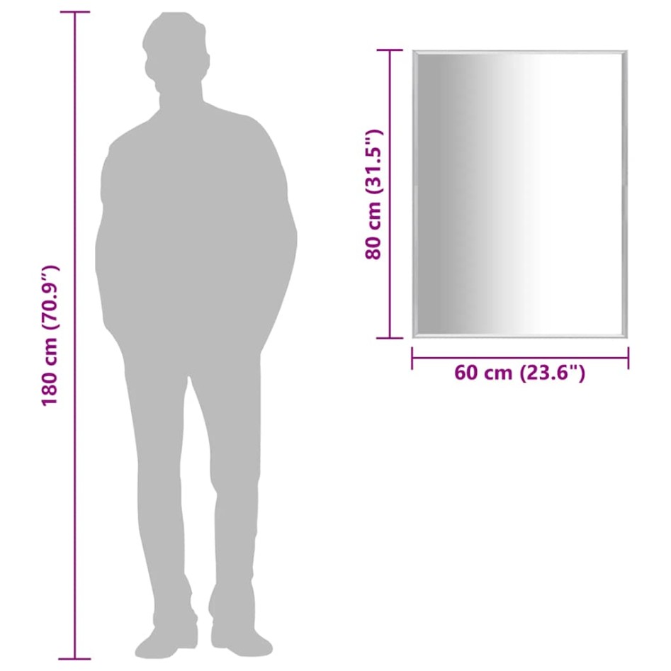 Espejo plateado 80x60