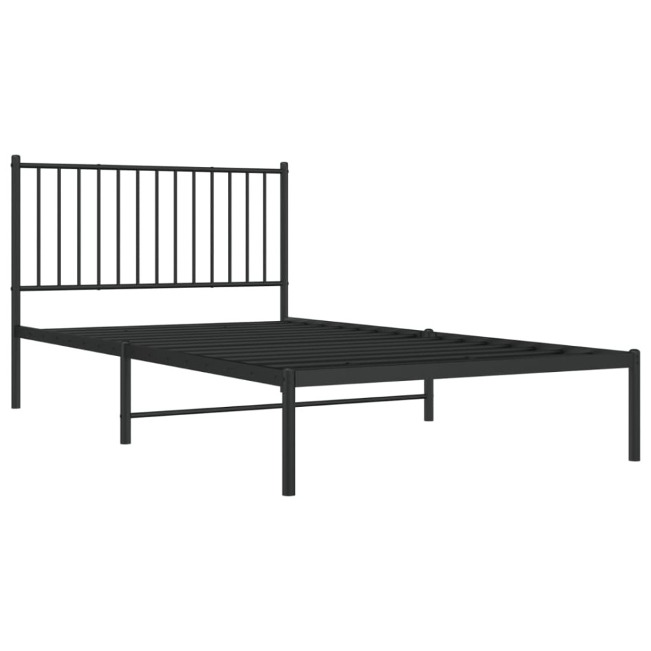 Estructura cama sin colchón con cabecero metal negro 107x203