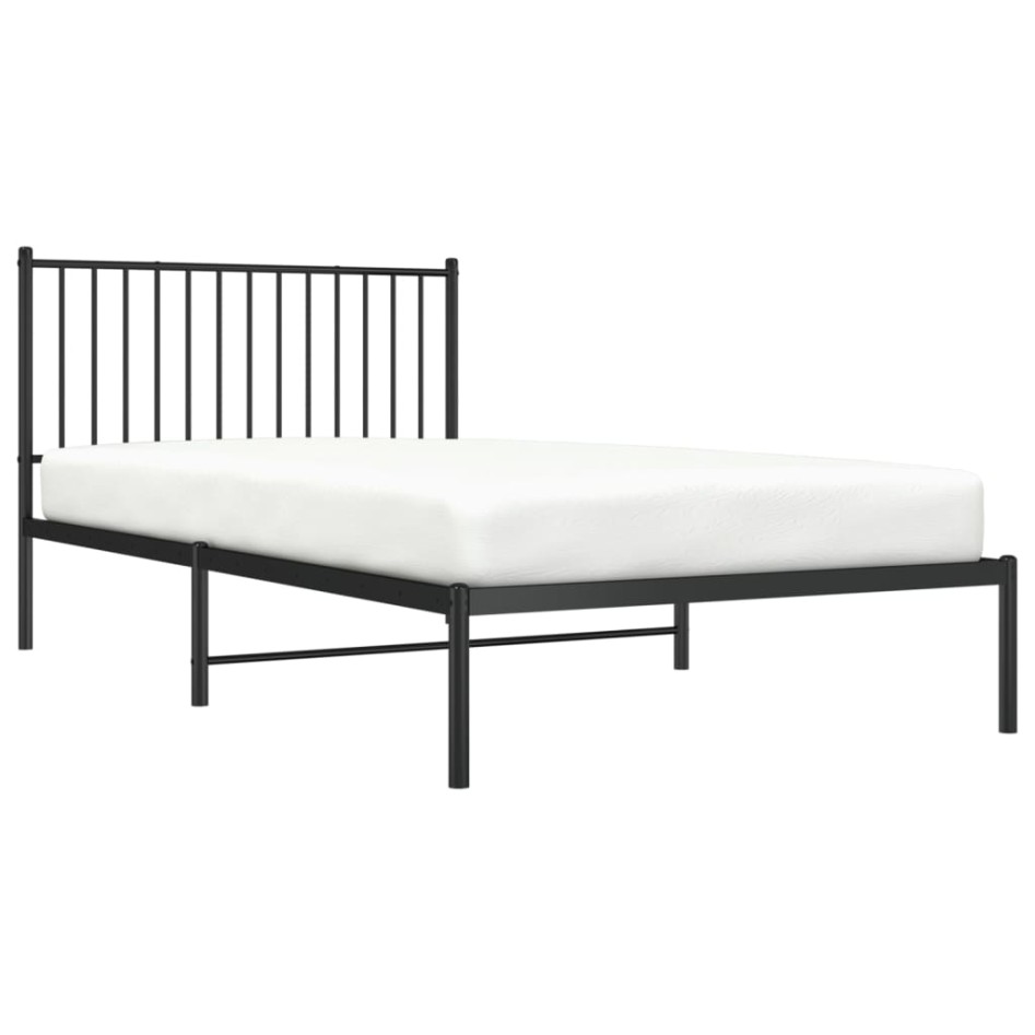 Estructura cama sin colchón con cabecero metal negro 107x203