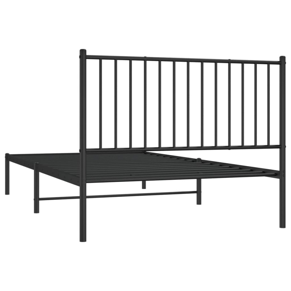 Estructura cama sin colchón con cabecero metal negro 107x203