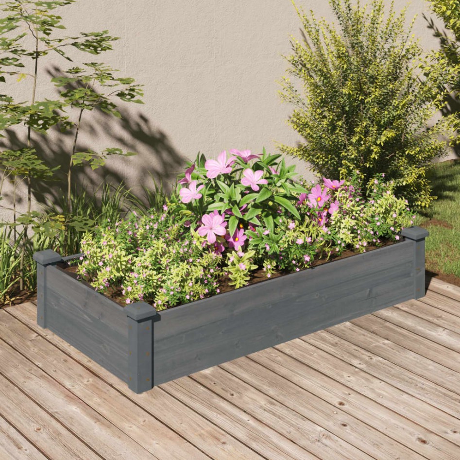 Jardinera arriate forro madera maciza abeto gris 120x60x25
