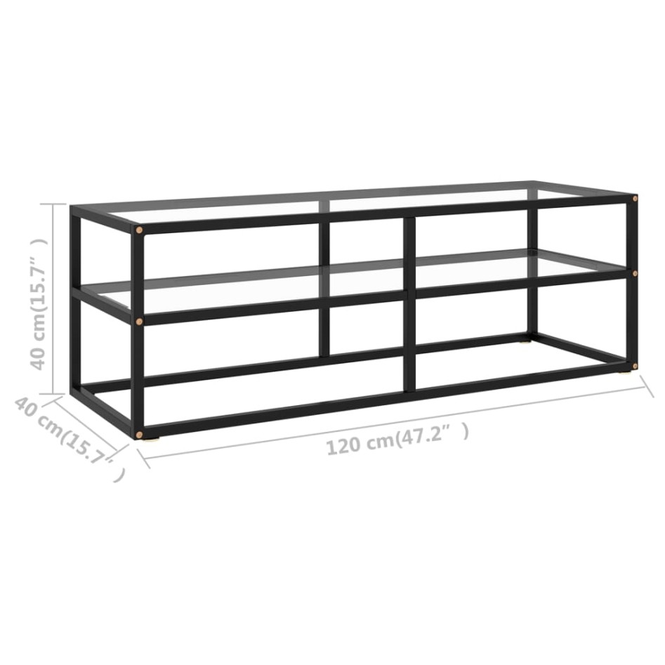 Mueble para TV negro con vidrio templado negro 120x40x40