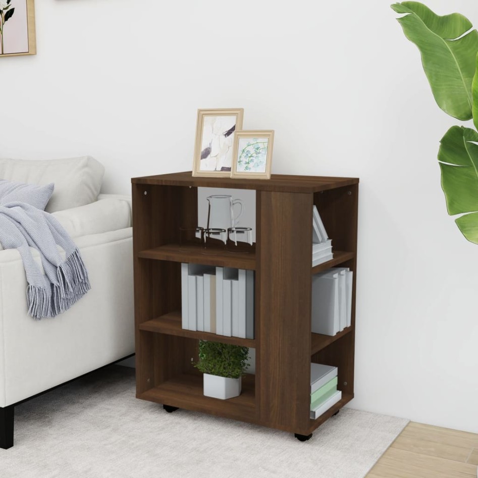 Armario con ruedas madera contrachapada roble marrón