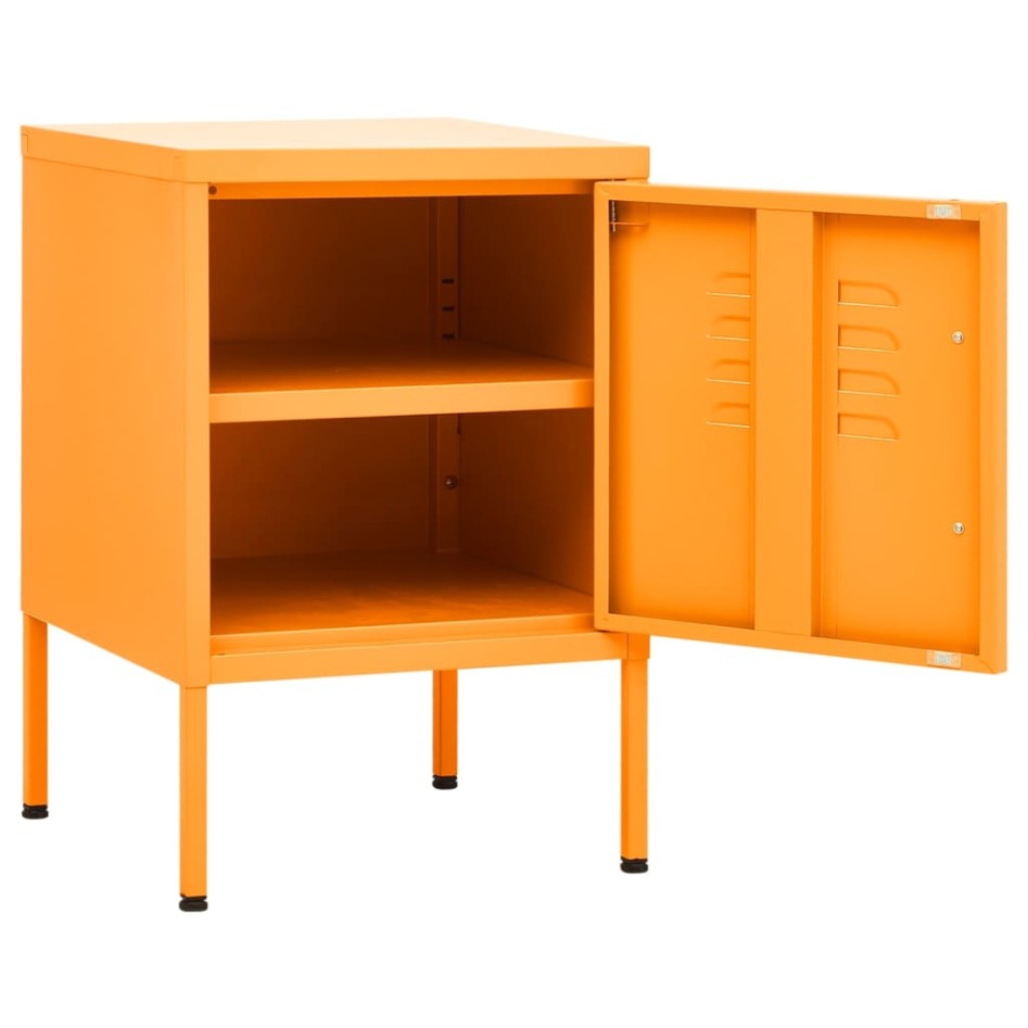 Mesita de noche acero amarillo mostaza 35x35x51