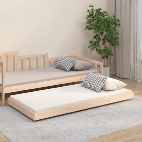 Estructura de cama sin colchón madera maciza pino 75x190