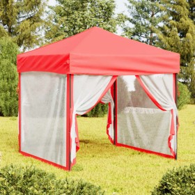 Carpa para fiestas plegable con paredes laterales roja 2x2