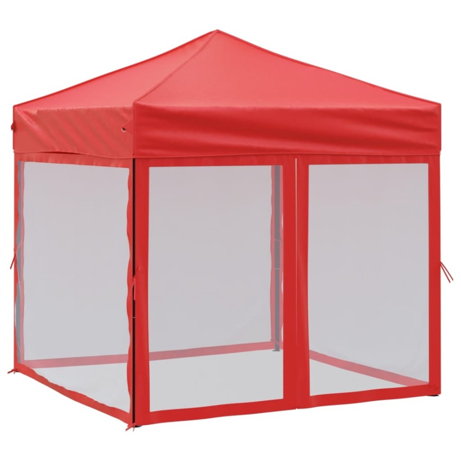 Carpa para fiestas plegable con paredes laterales roja 2x2