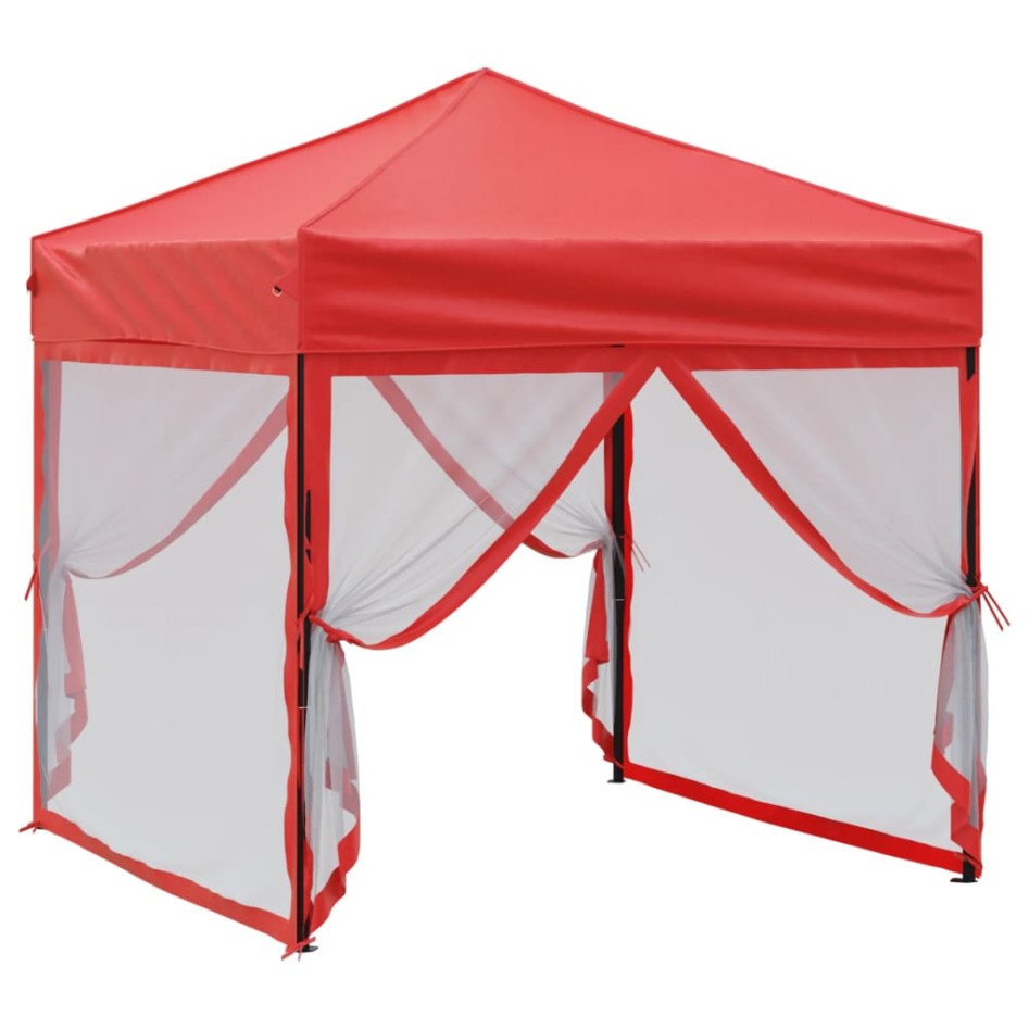 Carpa para fiestas plegable con paredes laterales roja 2x2