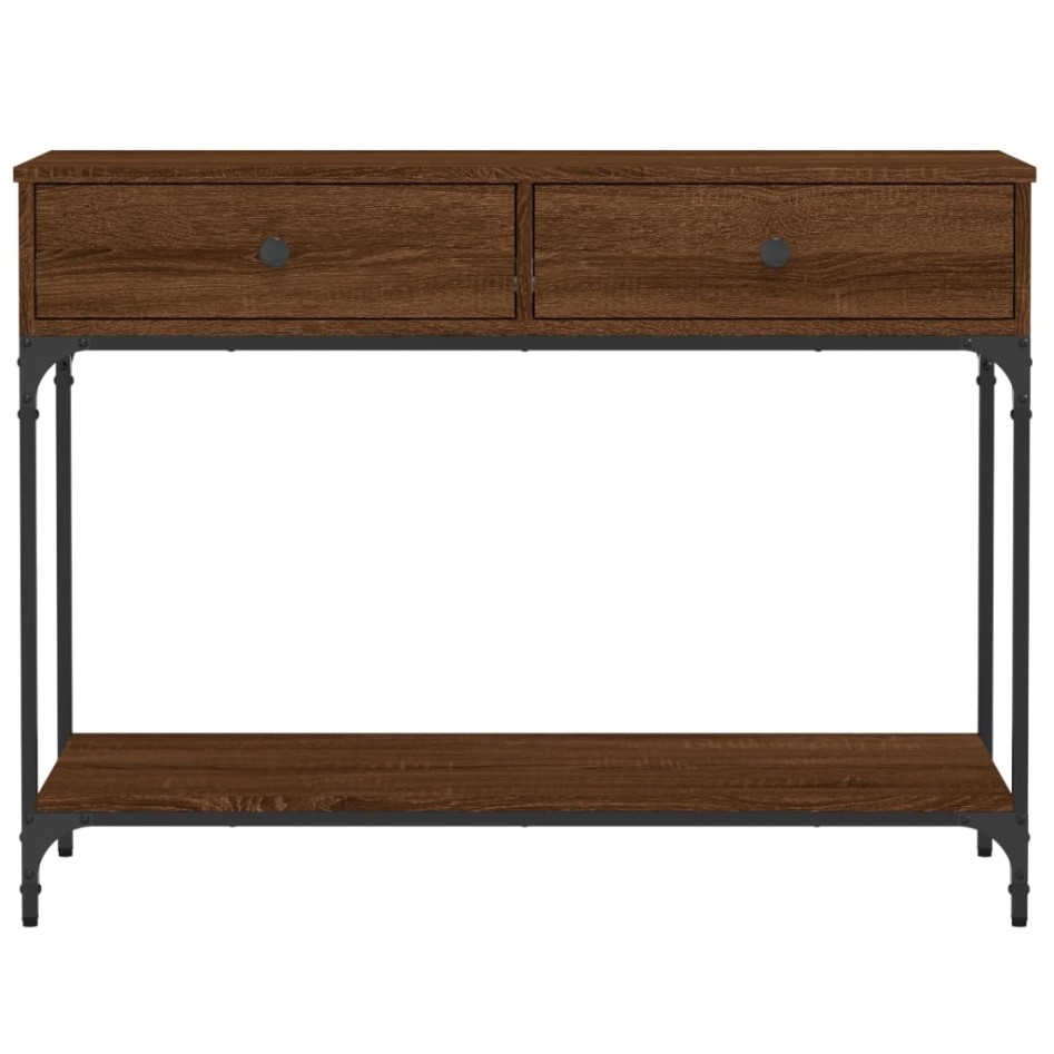 Mesa consola madera de ingeniería marrón roble 100x34,5x75