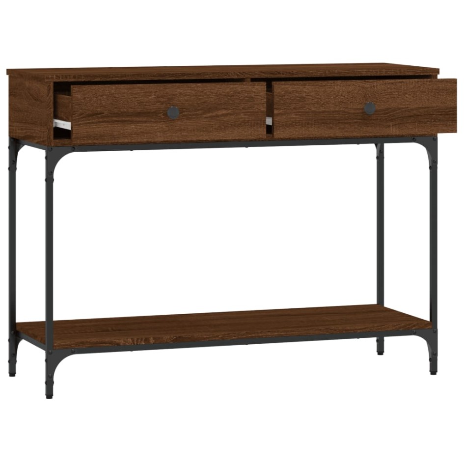 Mesa consola madera de ingeniería marrón roble 100x34,5x75