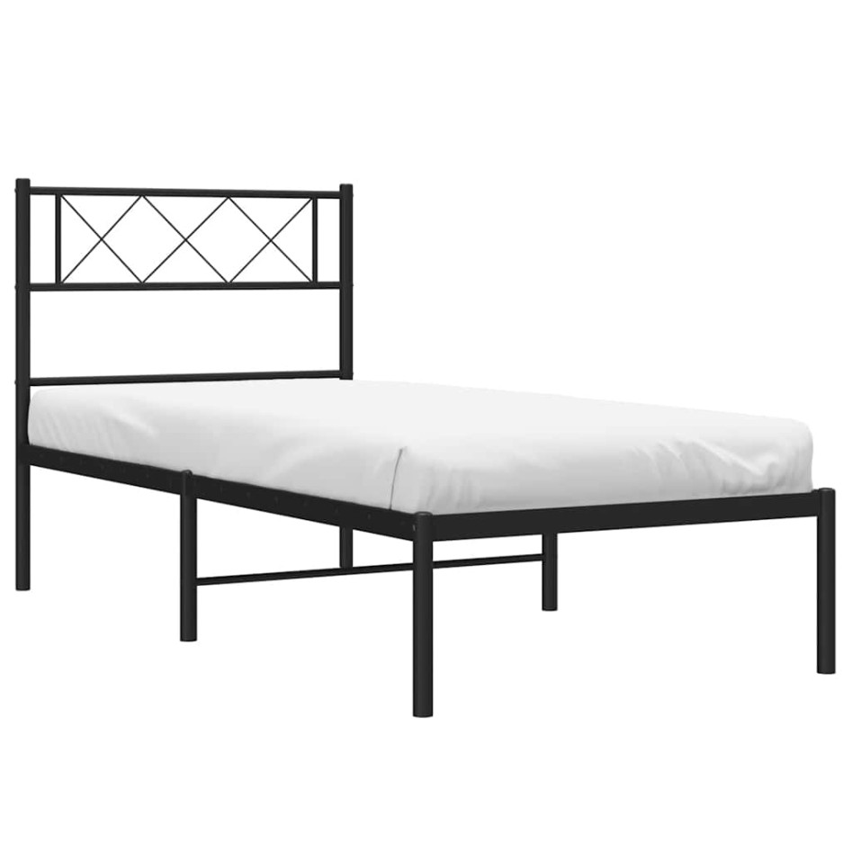 Estructura cama sin colchón con cabecero metal negro 100x200